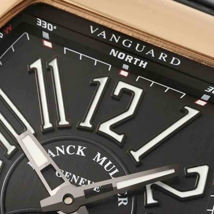 RMS factory Frank Muller men's watch black dialrose goldleather strap model V45front live photo