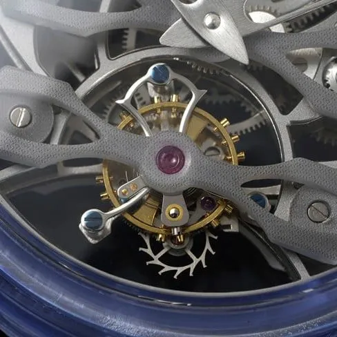 top-tier Girard-Perregaux top-tier Golden Bridge series fully automatic movement men's gray plate black belt tourbillon watch front view