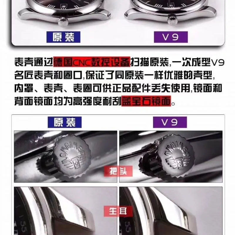 V9Longines famous craftsman series L2.793.4.71.6replica watch genuine and fake comparison dialdetail shots