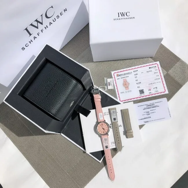 top-tier replicaIWCIW357417 Portofino series peach pink special edition size 34mm ladies watch front view