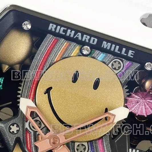 Richard Mille Men's Top Smiley Tourbillon White Case White Belt Model RM 88 Front Actual Photo