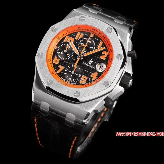 TW factory Audemars PiguetRoyal Oak offshore type 1:1super ivory black dial orange inner bezel26170front live photo