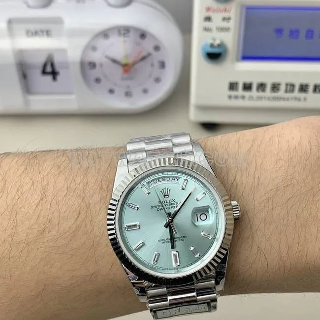 QF factory top-tier watch Day-DateRolex ice blue dial2836movement40mmcaseback live photo