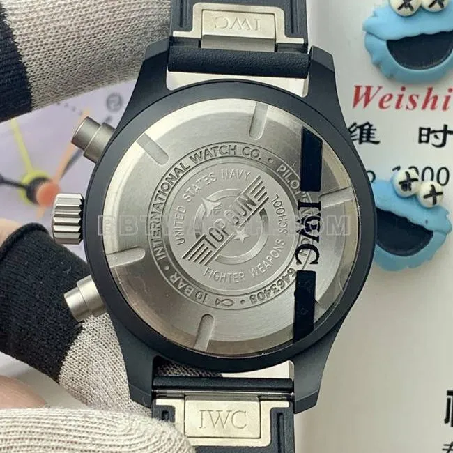 collectible watch IWCAPS factory pilot black dialchronograph black ceramic mechanical front live photo