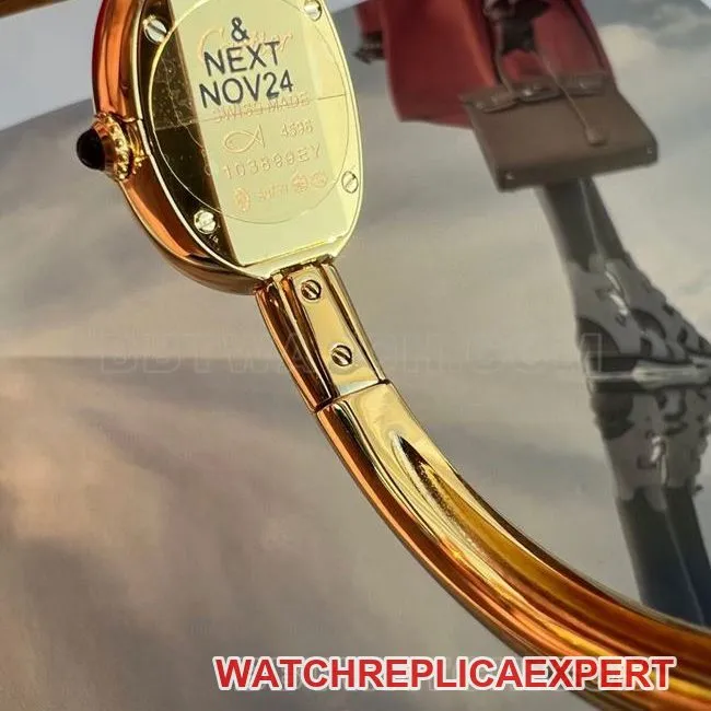 Watch BBA Factory Cartier Bathtub Silver White Dial Gold Bezel Quartz Side Real Shot Pictures