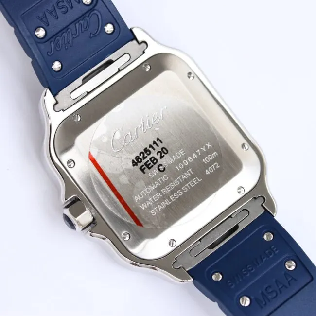 top-tiersuper cloneCartierGF Santos rubber strap men's watch detail shots