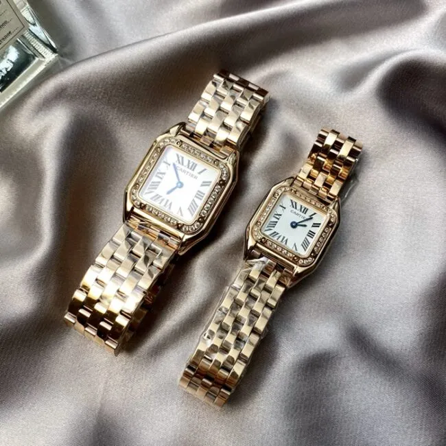 top-tier watch Cartier women's white dial gold steel bracelet cheetah series watch detail shots