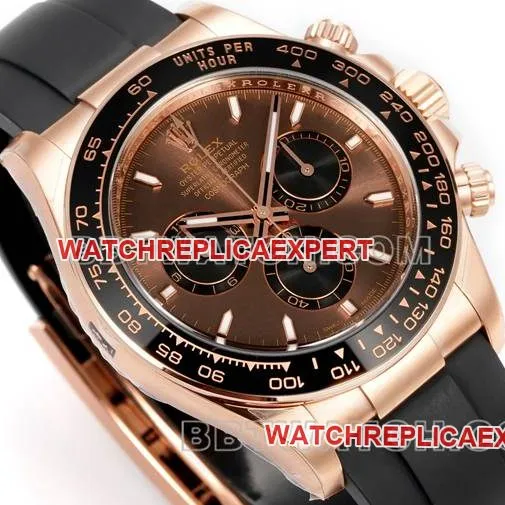 top-tier watch DaytonaJF factory Rolex brown disk rose gold4131 mechanical rubber braceletside live photo