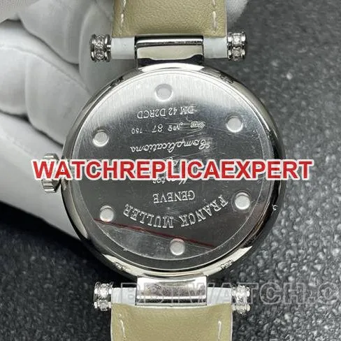 Frank Muller optimal watch quartzABF factory diamond bezel white leather braceletbraceletlive photos