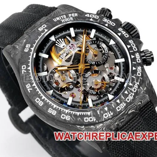 collectible watch TW factory Rolex Daytonablack dial black shell black nylon bracelet front live photo