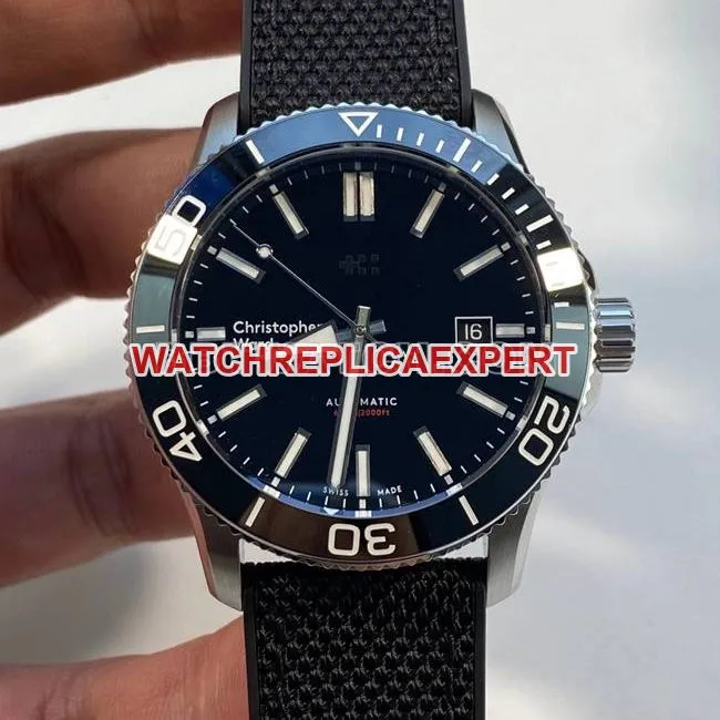 top-tier watch christopher ward black dial rubber braceletfront live photo