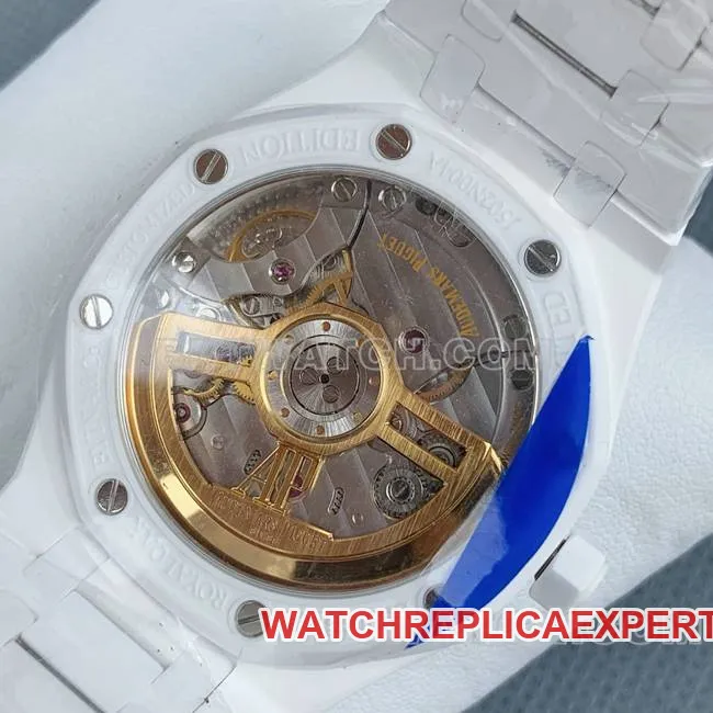 collectible watch Royal OakAPS factory Audemars Piguetsilver dial white ceramic15500front live photo