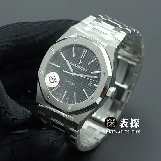 APS factory Audemars Piguet men's Royal Oak series watch black dialsteel bracelet model 15400ST.OO.1220ST.01front live photo