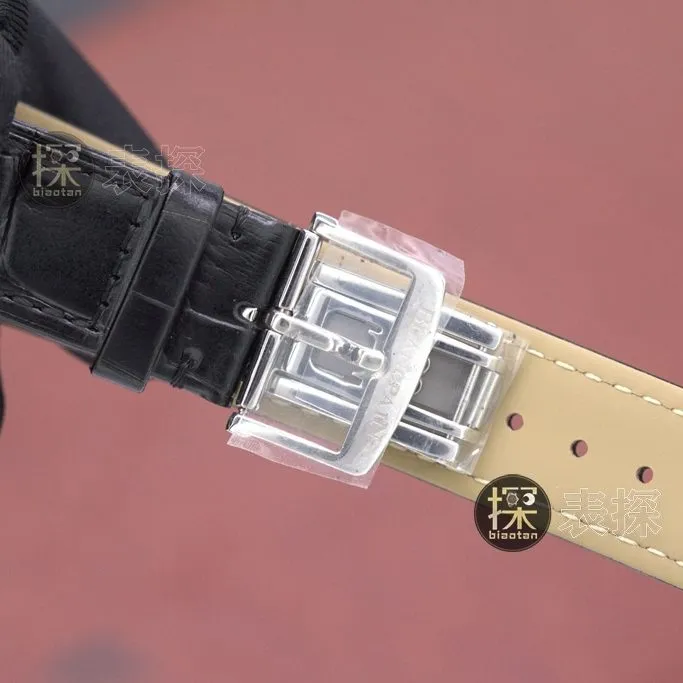 YS factory Blancpain1:1replica watch white dialchronograph tourbillon black leather bracelet front view