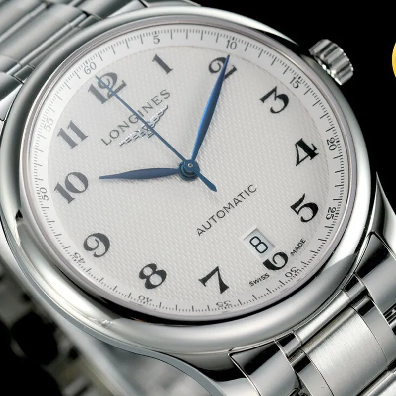 Longinestop-tierhigh-quality watch master series men's mechanical white watch front view