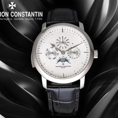 Vacheron Constantintop-tier watch men's white dial black belt Loft Craftsman series leather strap watch front view