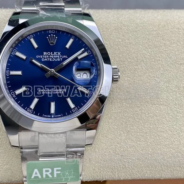 Rolex collectible watch ARF Factory log 41mm aperture blue dial3235 steel bracelet front live photo