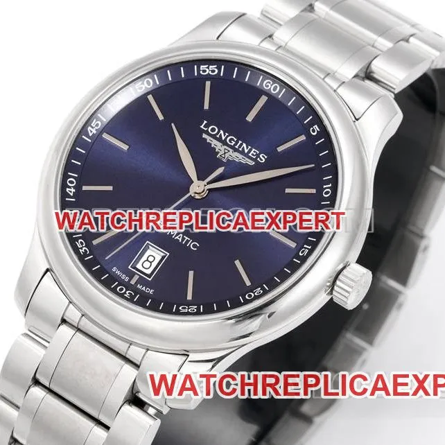Longinestop-tier watch XC factory famous blue dial stick hour mark L888 mechanical movementsteel bracelet front live photo