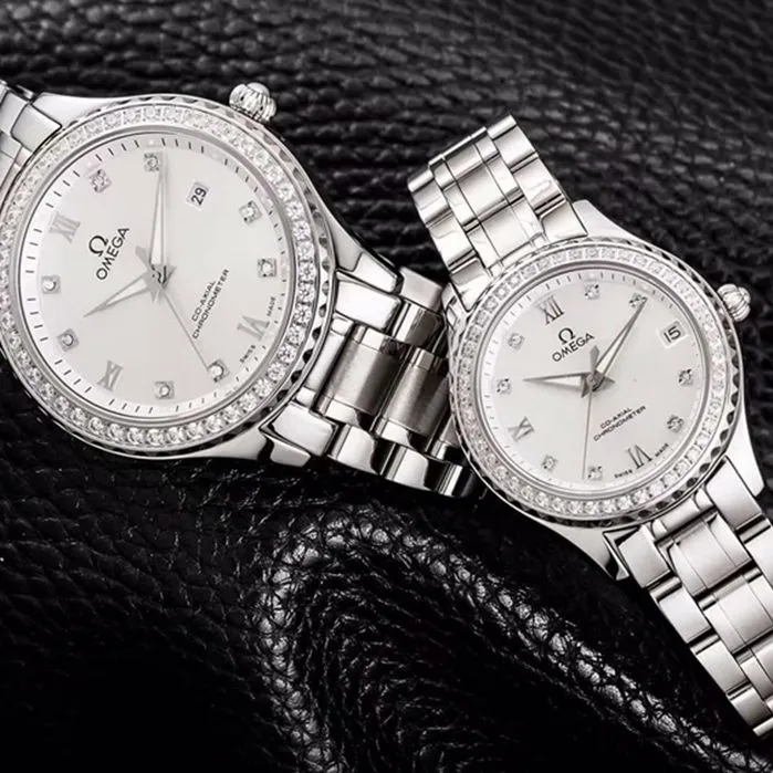 Front view of hot new Omega men’s and women’s watches