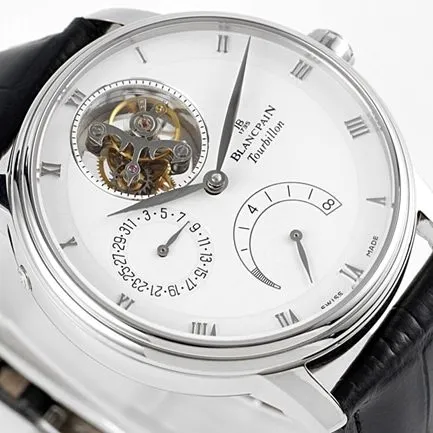 JBF FactoryBlancpaintop-tiersuper watch men's white dial black belt mechanical classic full series tourbillonleather strap watch front view