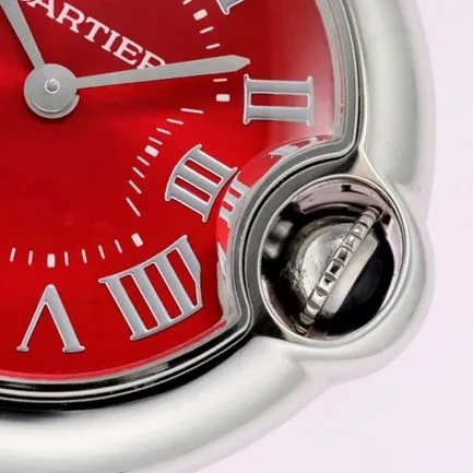top-tier replicaCartier women's red plate red band blue balloon leather strap watch front view