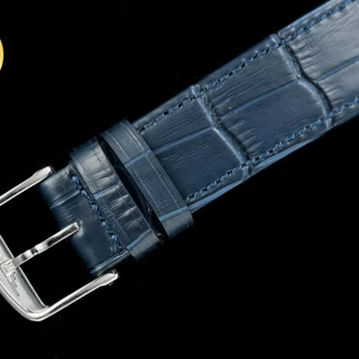 Top collectible watches Longines Men's Blue Plate Blue Strap CURLY Series Belt Watch Front View