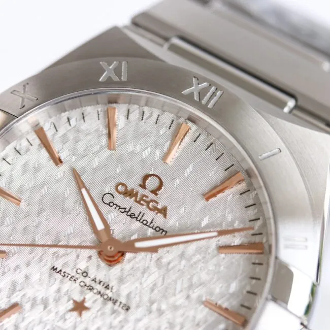 Large factory Omega white steel OR original mold opening new product 39mm Constellation series stainless steel watch detail map