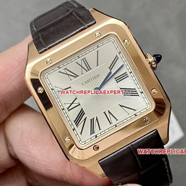 F1 factory Cartier Santos gray plate rose gold large size WGSA0032 front live photo