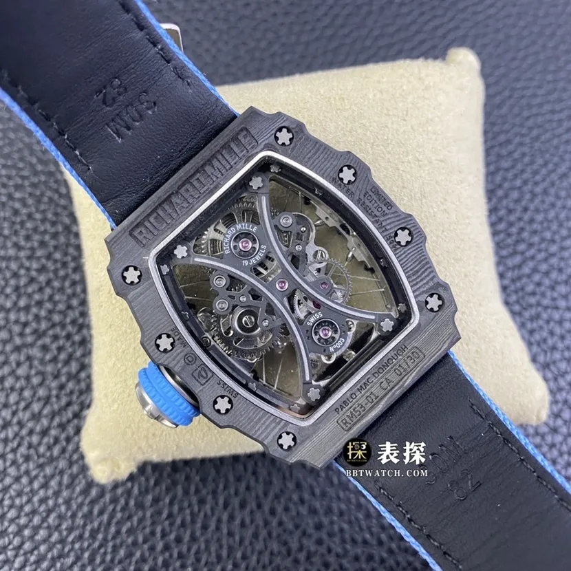 Richard Mille men's RM 53-01top-tier 1:1super watch men's hollow disc rubber model picture and price front live photo