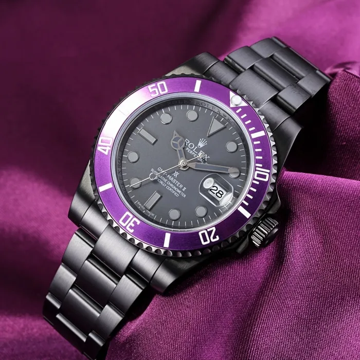 top-tier watch Rolex men's black dial Submariner series steel bracelet watch front view