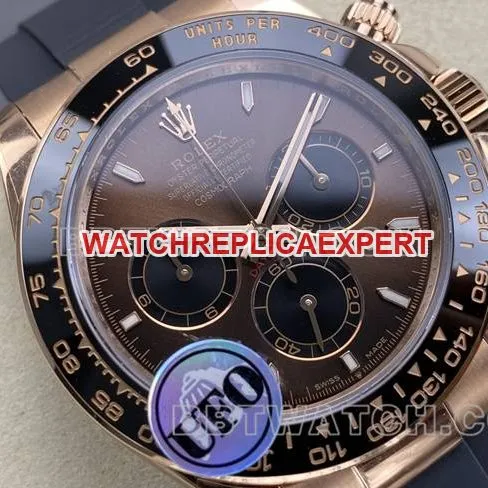 watch UFO factory DaytonaRolexrose gold shell brown plate 4131 mechanical front live photo