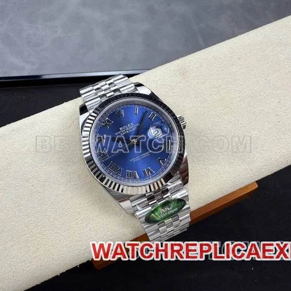 Rolex1:1replica watch ARF Factory log 41mm blue dial Roman numerals 3235 steel bracelet front live photo