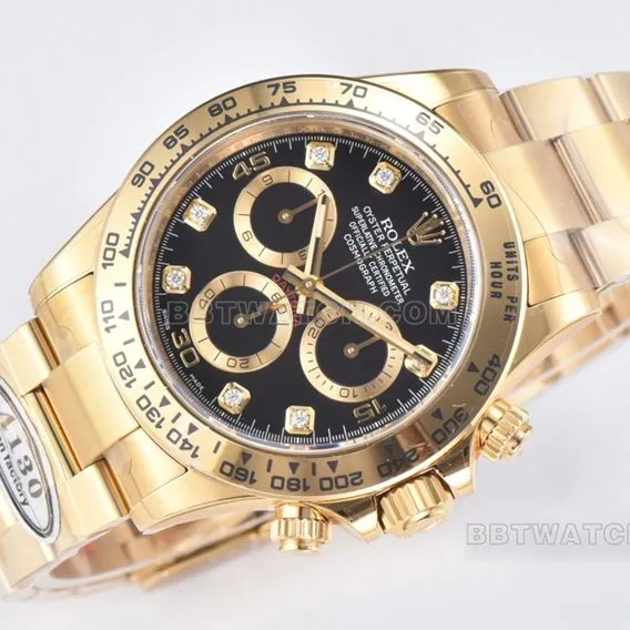 C factory Rolex Daytonatop-tier replicablack dialyellow goldsteel bracelet model m116508-0016side live photo