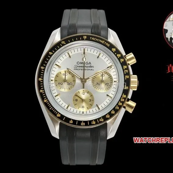Omega Speedmaster top-tier 1:1super clonesilver dial rubber model 310.20.42.50.02.001front live photo