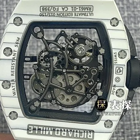 BBR factory Richard Mille men's RM 055 NTPT1:1super watch men's hollow disc rubber model picture and price caseback live photo