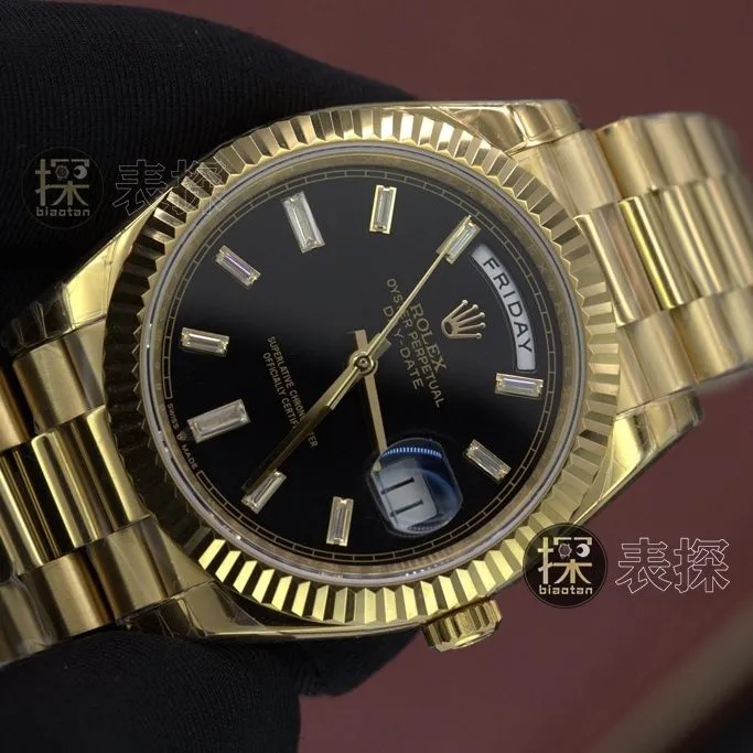 ew black rock sugar Rolex1:1replica watch 18Kblack dial ring diamond steel braceletbracelet picture