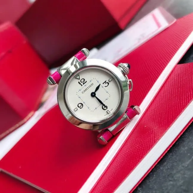 High-quality Cartier style 4 pink gold and silver ladies watch buckle image