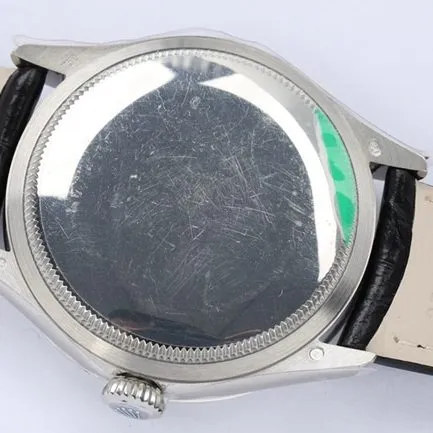 top-tier watch Rolex men's black dial black belt Cellini series automatic movementleather strap watch front view