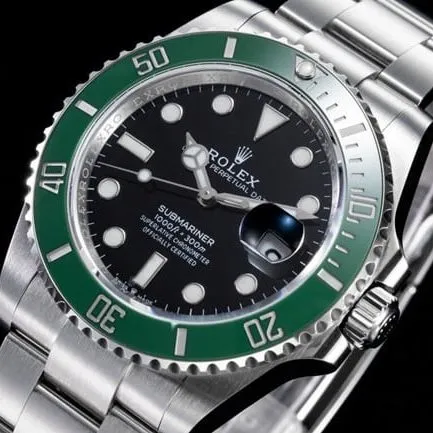 RF factory top-tier watch Rolexautomatic movementblack dialsteel bracelet men's watch front view