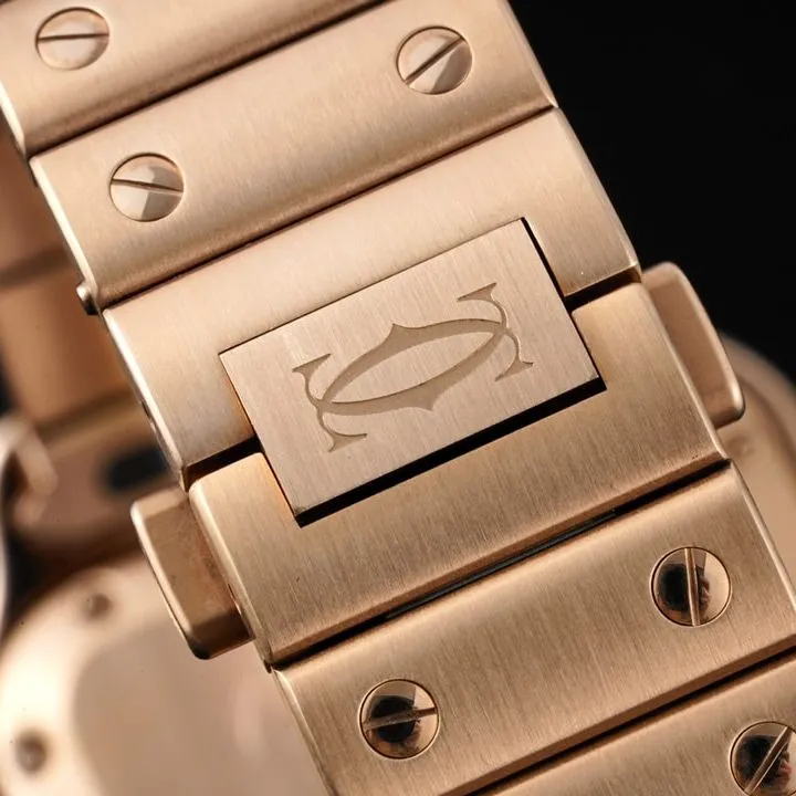 Cartiertop-tiersuper watch Santos series ladies steel braceletwhite dialrose gold watch clasp picture
