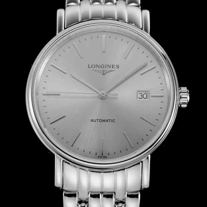 top-tier watch Longines men's gray plate steel bracelet magnificent series 40mm watch front view