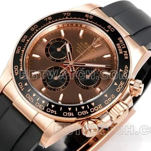 top-tier watch DaytonaJF factory Rolex brown disk rose gold4131 mechanical rubber braceletfront live photo