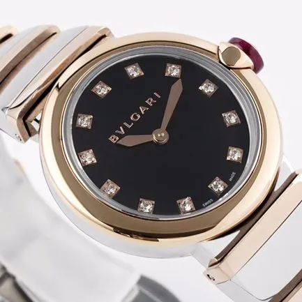 top-tier replicaBvlgari women's black dial18krose goldLVCEA series watch front view