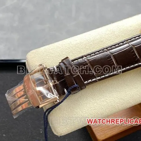 top-tier watch BLS factory blue dialBreitling aviation chronographrose goldleather strap model front live photo