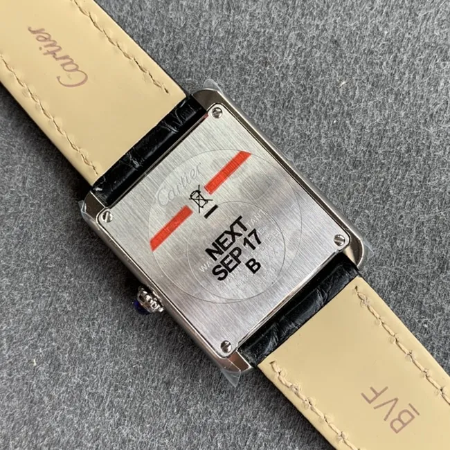 K11 factory top-tier watch Cartier tank series ladies white dial black belt mechanical watch clasp picture