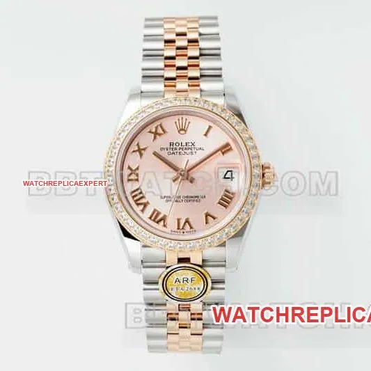 ARF FactoryRolex log top-tier replicarose gold disc diamond bezel31mm intergold five-lattice chain link 278381front live photo