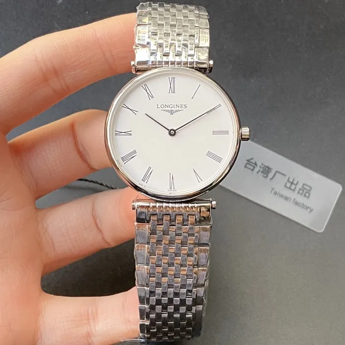 top-tier watch Longines couple watch white dialsteel bracelet Jialan series watch front view