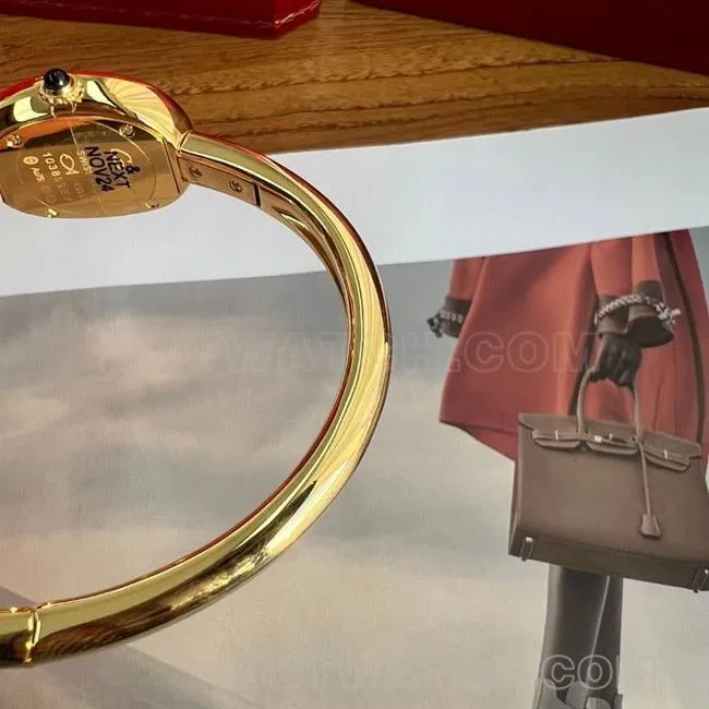 Real-Life Photos of the BBA Factory Cartier "Bathtub" Watch with Silver-White Dial, Gold Ring, and Quartz Strap