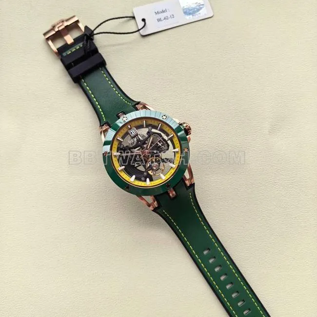 watch Bentley BL-62 peak green rubber braceletfront live photo