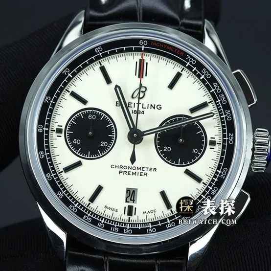 GF FactoryBreitling B01chronograph1:1super watch men's panda watch Daniel Wu's same leather strap model pictures and prices front live photo